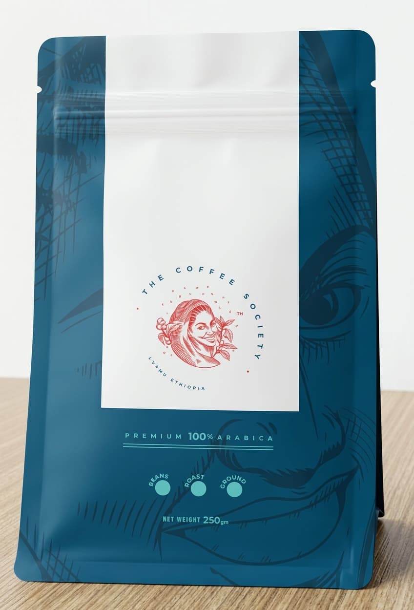 The House Blend pouch in navy with its white label panel